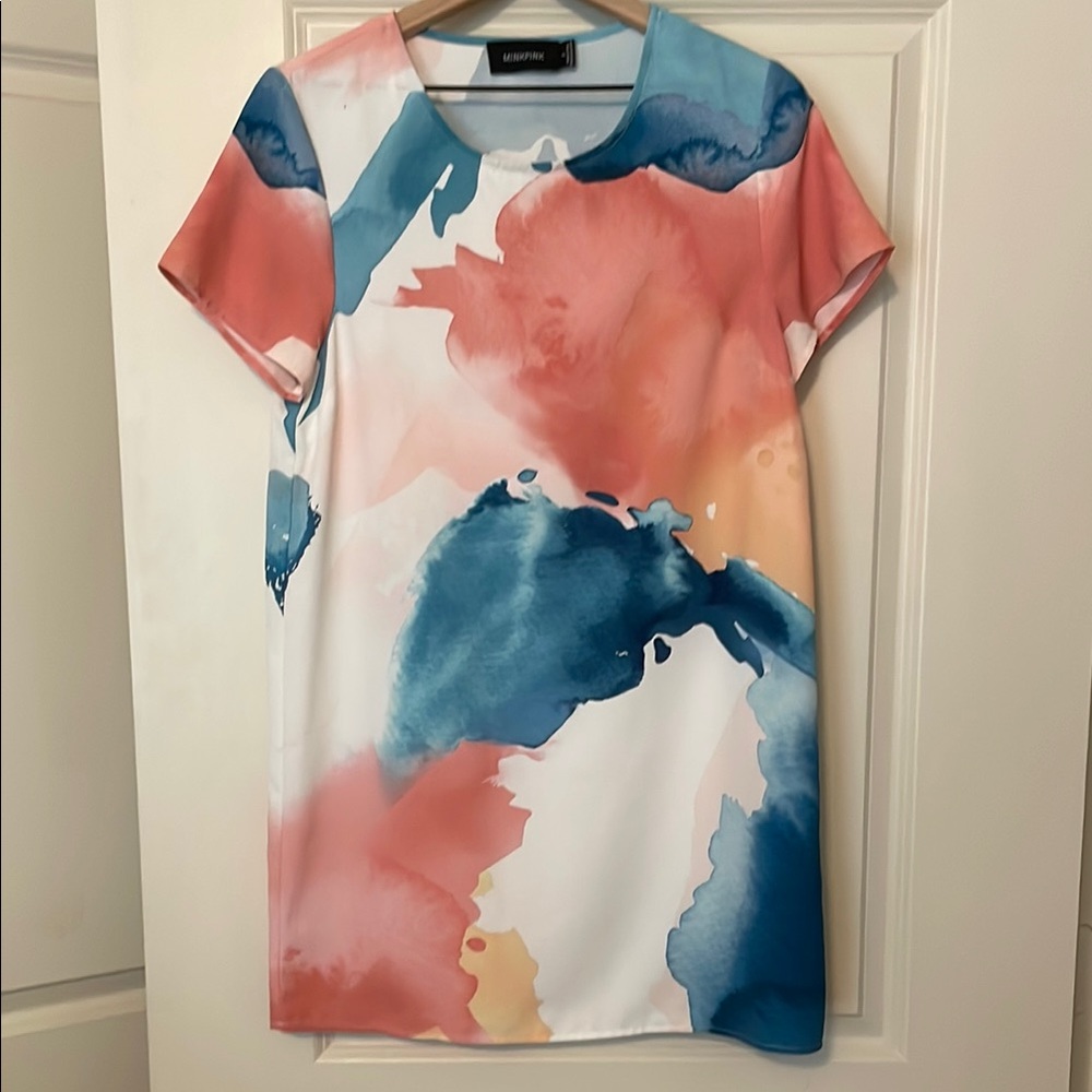 MINKPINK watercolor shift dress, size Small